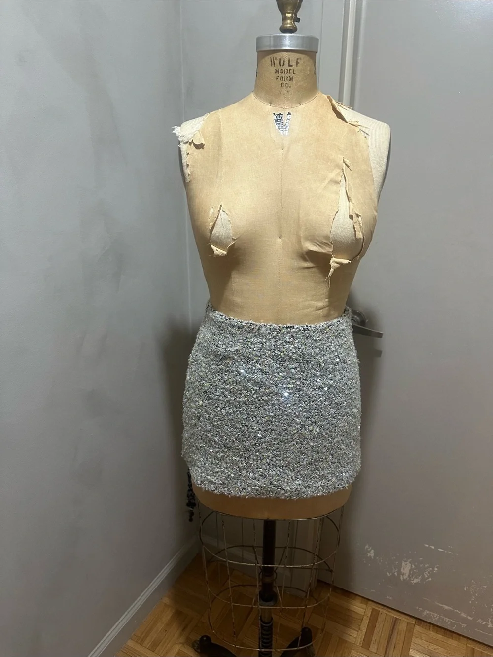 Zara Tweed Metallic Silver-Blend Sweater and Skirt Set